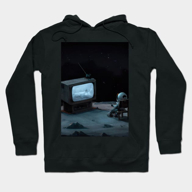 Astronaut watching TV Hoodie by maxcode